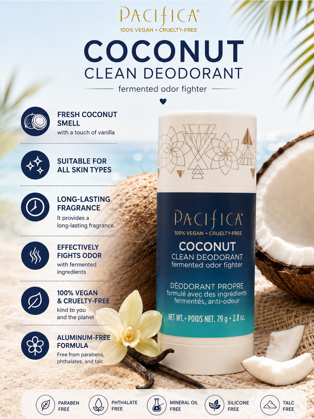 Pacifica Coconut Clean Deodorant — Coconut Scent